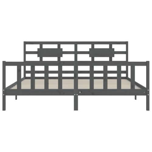 Okvir za krevet s uzglavljem sivi 200 x 200 cm od masivnog drva - Siva 200 x 200 cm Cijena