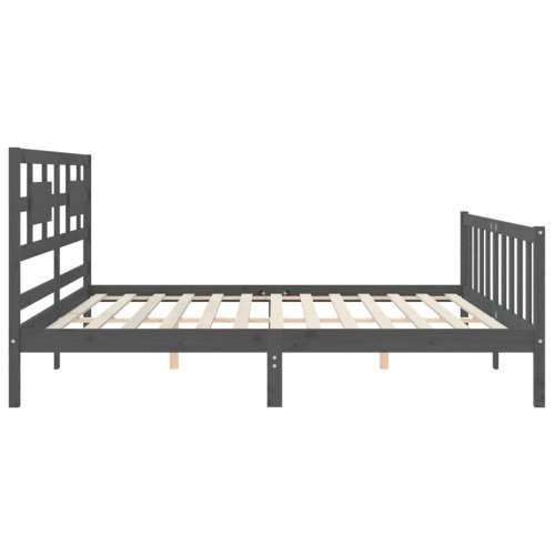 Okvir za krevet s uzglavljem sivi 200 x 200 cm od masivnog drva - Siva 200 x 200 cm Cijena