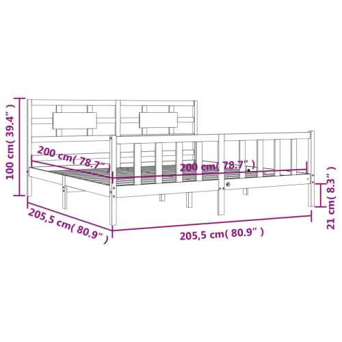 Okvir za krevet s uzglavljem sivi 200 x 200 cm od masivnog drva - Siva 200 x 200 cm Cijena