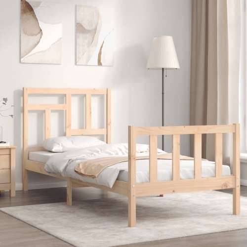Okvir kreveta s uzglavljem za jednu osobu od masivnog drva - Prirodna 90 x 190 cm Cijena