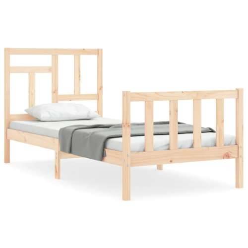 Okvir kreveta s uzglavljem za jednu osobu od masivnog drva - Prirodna 90 x 190 cm Cijena