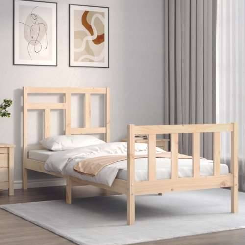 Okvir kreveta s uzglavljem za jednu osobu od masivnog drva - Prirodna 90 x 190 cm Cijena