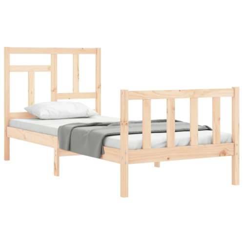 Okvir kreveta s uzglavljem za jednu osobu od masivnog drva - Prirodna 90 x 190 cm Cijena