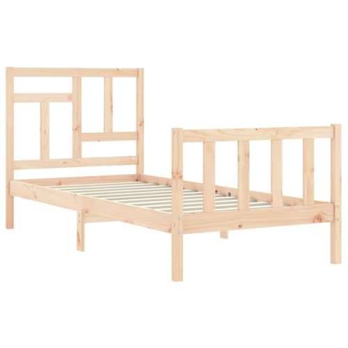 Okvir kreveta s uzglavljem za jednu osobu od masivnog drva - Prirodna 90 x 190 cm Cijena