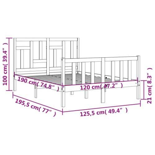 Okvir kreveta s uzglavljem bijeli mali bračni masivno drvo - Bijela 120 x 190 cm Cijena