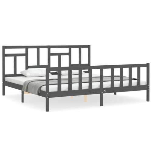 Okvir za krevet s uzglavljem sivi 200 x 200 cm od masivnog drva - Siva 200 x 200 cm Cijena