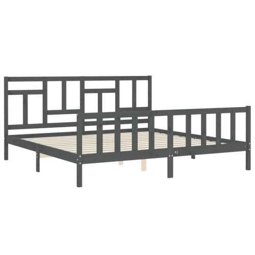 Okvir za krevet s uzglavljem sivi 200 x 200 cm od masivnog drva - Siva 200 x 200 cm Cijena