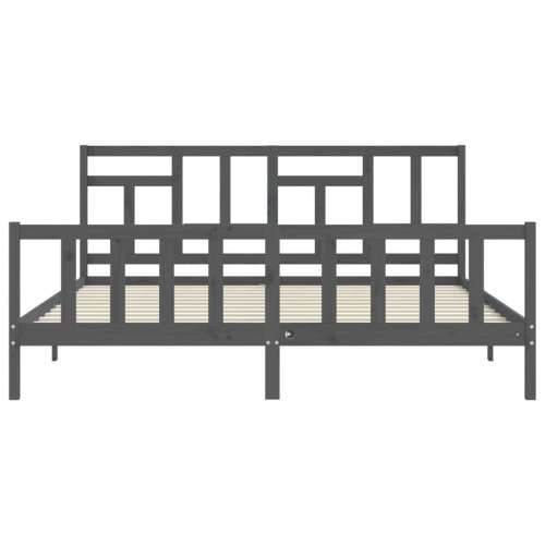 Okvir za krevet s uzglavljem sivi 200 x 200 cm od masivnog drva - Siva 200 x 200 cm Cijena