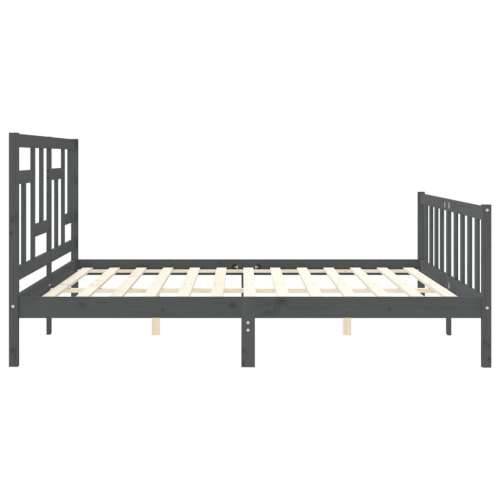 Okvir za krevet s uzglavljem sivi 200 x 200 cm od masivnog drva - Siva 200 x 200 cm Cijena