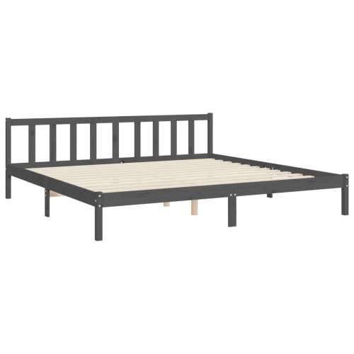 Okvir za krevet s uzglavljem sivi 200 x 200 cm od masivnog drva - Siva 200 x 200 cm Cijena