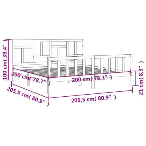Okvir za krevet s uzglavljem sivi 200 x 200 cm od masivnog drva - Siva 200 x 200 cm Cijena