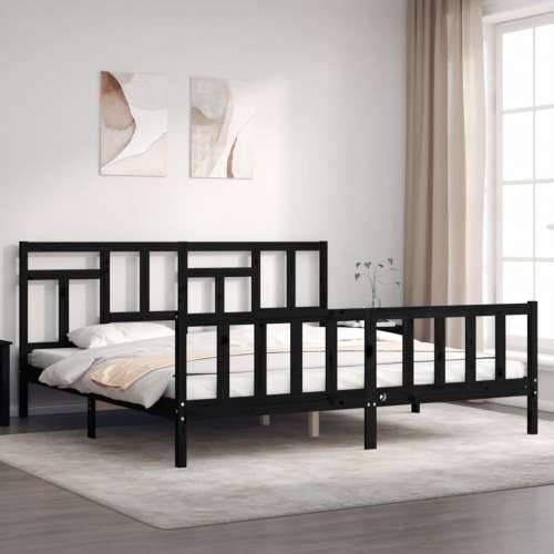 Okvir za krevet s uzglavljem crni 200 x 200 cm od masivnog drva - Crna 200 x 200 cm Cijena