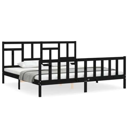 Okvir za krevet s uzglavljem crni 200 x 200 cm od masivnog drva - Crna 200 x 200 cm Cijena