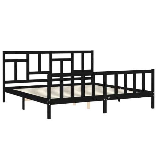 Okvir za krevet s uzglavljem crni 200 x 200 cm od masivnog drva - Crna 200 x 200 cm Cijena