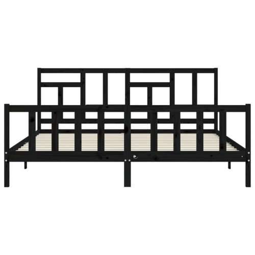 Okvir za krevet s uzglavljem crni 200 x 200 cm od masivnog drva - Crna 200 x 200 cm Cijena