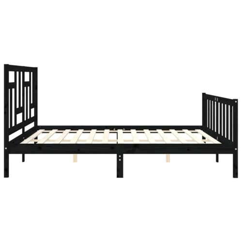 Okvir za krevet s uzglavljem crni 200 x 200 cm od masivnog drva - Crna 200 x 200 cm Cijena