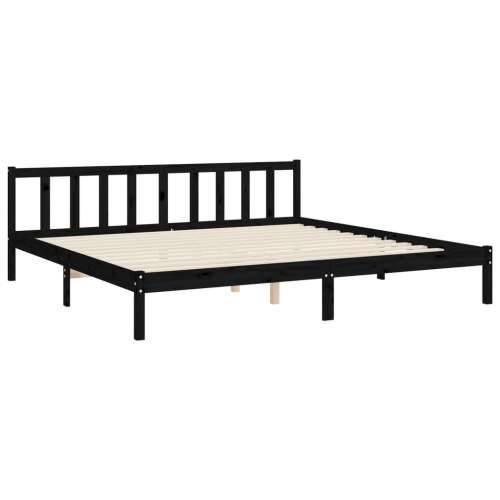 Okvir za krevet s uzglavljem crni 200 x 200 cm od masivnog drva - Crna 200 x 200 cm Cijena