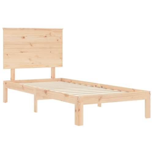 Okvir kreveta s uzglavljem mali jednokrevetni masivno drvo - Prirodna 75 x 190 cm Cijena