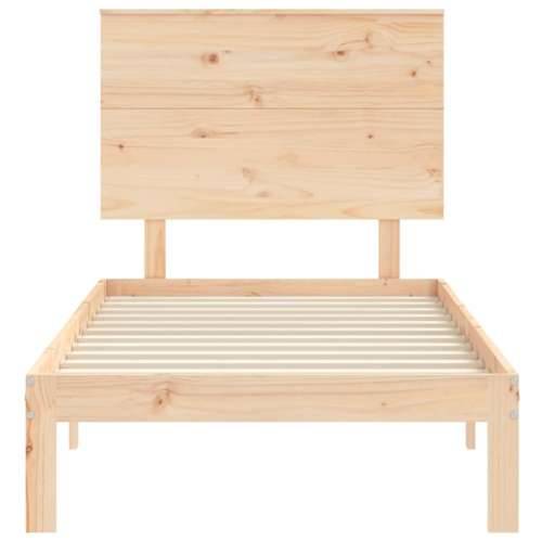 Okvir kreveta s uzglavljem mali jednokrevetni masivno drvo - Prirodna 75 x 190 cm Cijena