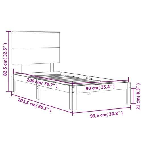 Okvir kreveta bez madraca bijeli 90 x 200 cm masivna borovina Cijena