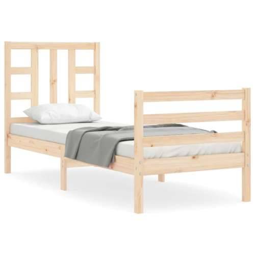Okvir kreveta s uzglavljem mali jednokrevetni masivno drvo - Prirodna 75 x 190 cm Cijena