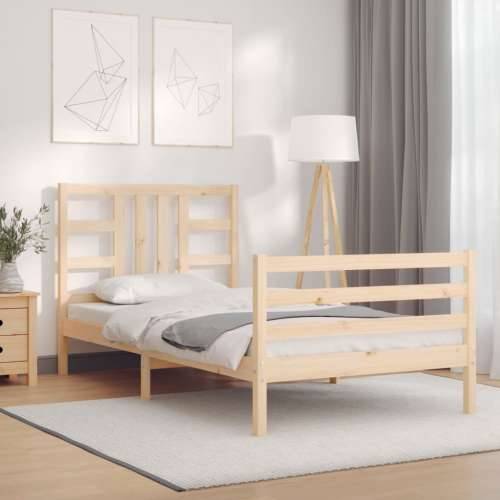 Okvir kreveta s uzglavljem za jednu osobu od masivnog drva - Prirodna 90 x 190 cm Cijena