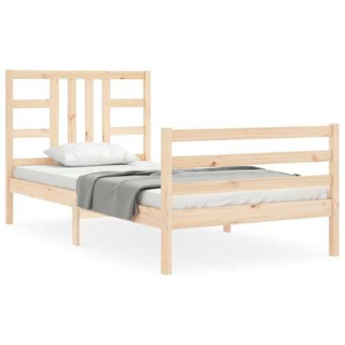 Okvir kreveta s uzglavljem za jednu osobu od masivnog drva - Prirodna 90 x 190 cm Cijena