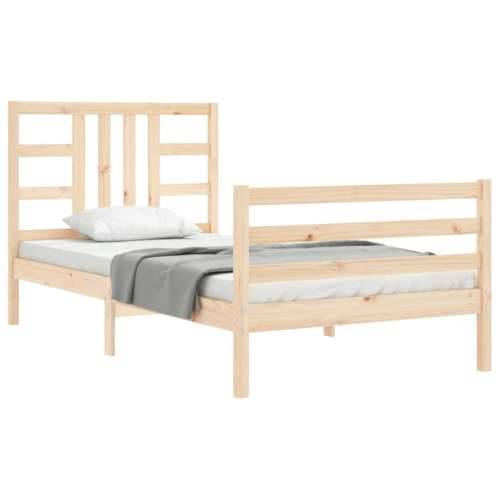 Okvir kreveta s uzglavljem za jednu osobu od masivnog drva - Prirodna 90 x 190 cm Cijena