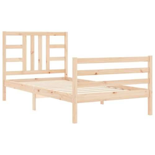Okvir kreveta s uzglavljem za jednu osobu od masivnog drva - Prirodna 90 x 190 cm Cijena
