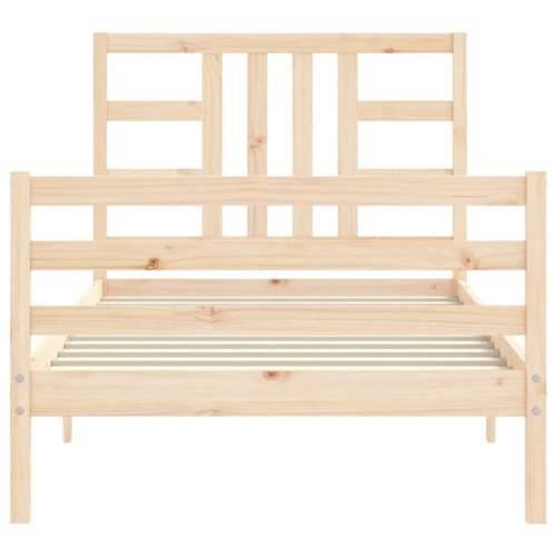 Okvir kreveta s uzglavljem za jednu osobu od masivnog drva - Prirodna 90 x 190 cm Cijena