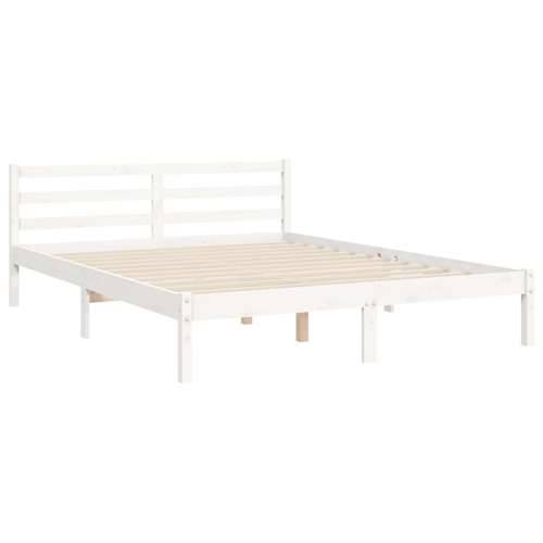 Okvir za krevet s uzglavljem bijeli 140x200 cm od masivnog drva - Bijela 140 x 200 cm Cijena