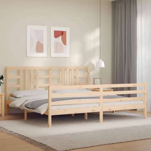 Okvir kreveta s uzglavljem 200 x 200 cm od masivnog drva - Prirodna 200 x 200 cm Cijena