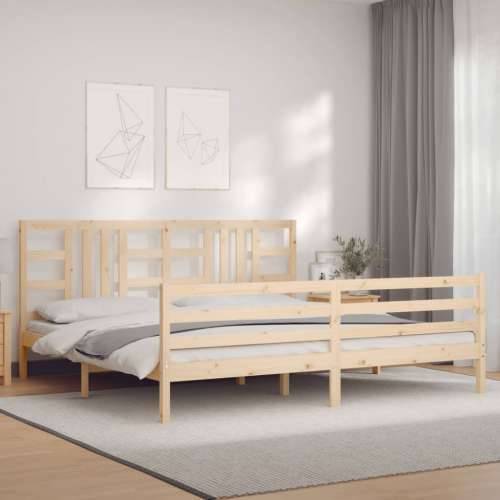 Okvir kreveta s uzglavljem 200 x 200 cm od masivnog drva - Prirodna 200 x 200 cm Cijena
