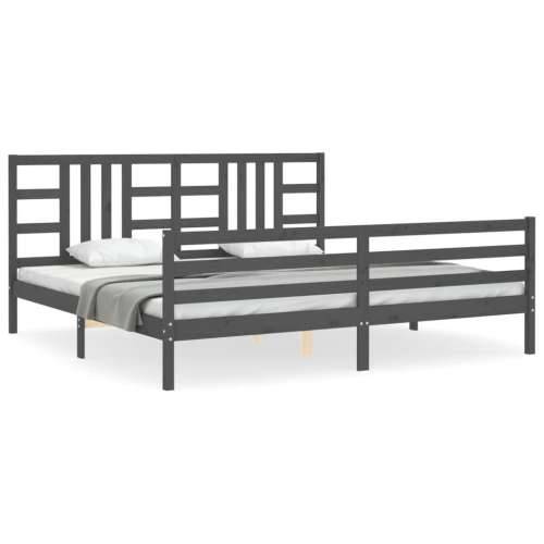 Okvir za krevet s uzglavljem sivi 200 x 200 cm od masivnog drva Cijena