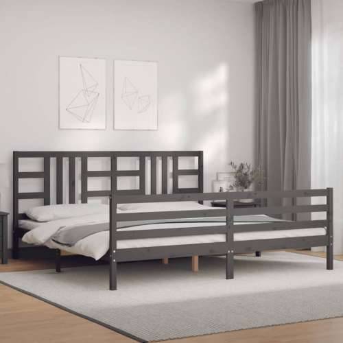 Okvir za krevet s uzglavljem sivi 200 x 200 cm od masivnog drva Cijena