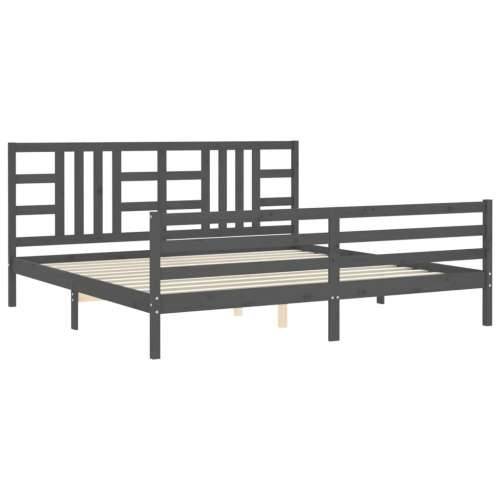 Okvir za krevet s uzglavljem sivi 200 x 200 cm od masivnog drva Cijena