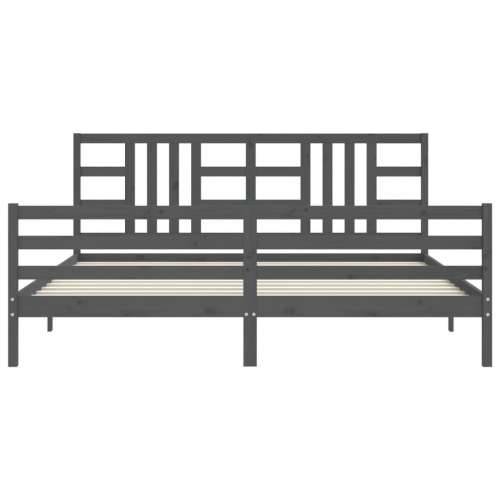 Okvir za krevet s uzglavljem sivi 200 x 200 cm od masivnog drva Cijena