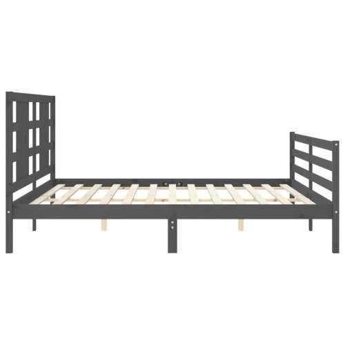 Okvir za krevet s uzglavljem sivi 200 x 200 cm od masivnog drva Cijena