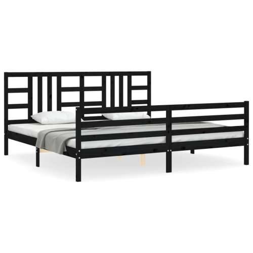 Okvir za krevet s uzglavljem crni 200 x 200 cm od masivnog drva Cijena