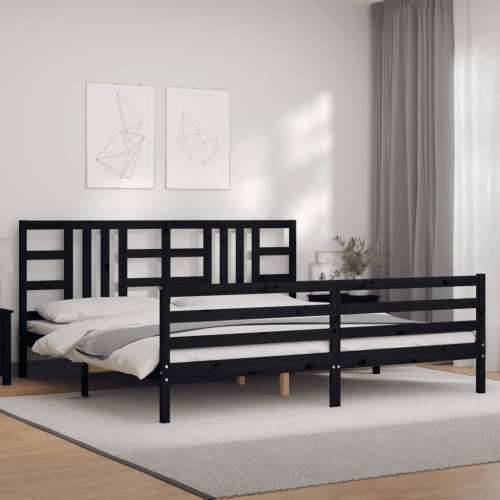 Okvir za krevet s uzglavljem crni 200 x 200 cm od masivnog drva Cijena