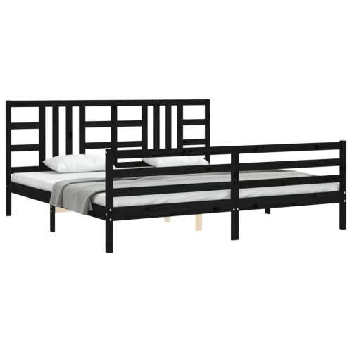 Okvir za krevet s uzglavljem crni 200 x 200 cm od masivnog drva Cijena