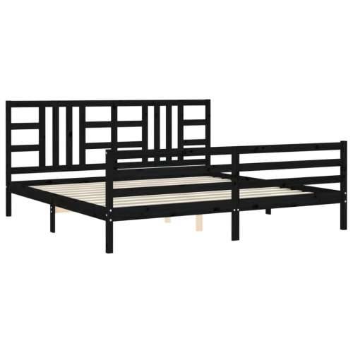 Okvir za krevet s uzglavljem crni 200 x 200 cm od masivnog drva Cijena