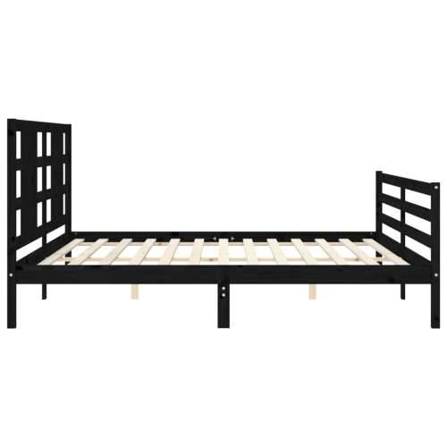 Okvir za krevet s uzglavljem crni 200 x 200 cm od masivnog drva Cijena