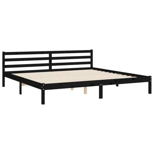 Okvir za krevet s uzglavljem crni 200 x 200 cm od masivnog drva Cijena