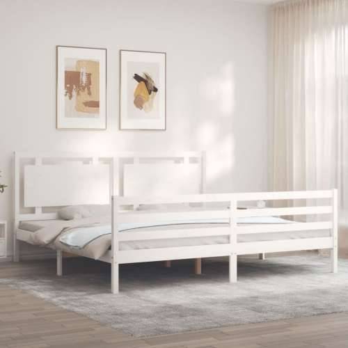 Okvir kreveta s uzglavljem bijeli bračni od masivnog drva - Bijela 180 x 200 cm Cijena