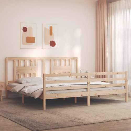 Okvir kreveta s uzglavljem 200 x 200 cm od masivnog drva - Prirodna 200 x 200 cm Cijena