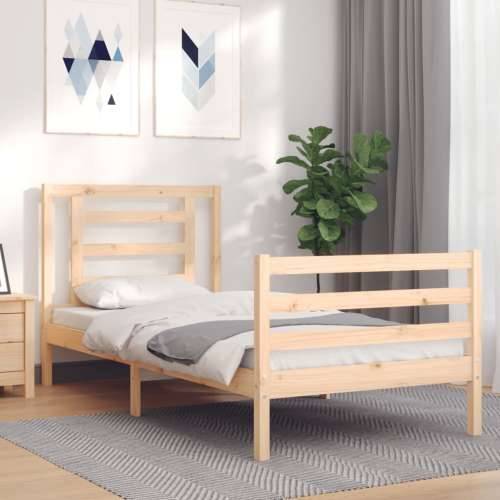 Okvir kreveta s uzglavljem za jednu osobu od masivnog drva - Prirodna 90 x 190 cm Cijena