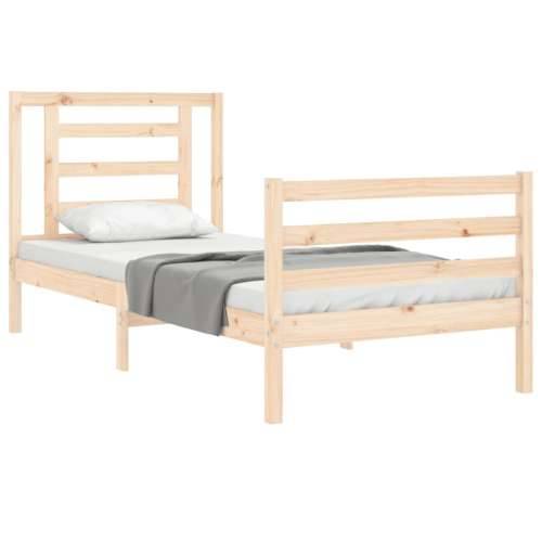 Okvir kreveta s uzglavljem za jednu osobu od masivnog drva - Prirodna 90 x 190 cm Cijena