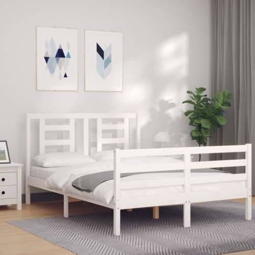 Okvir kreveta s uzglavljem bijeli mali bračni masivno drvo - Bijela 120 x 190 cm Cijena