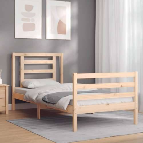 Okvir kreveta s uzglavljem 90 x 200 cm od masivnog drva - Prirodna 90 x 200 cm Cijena
